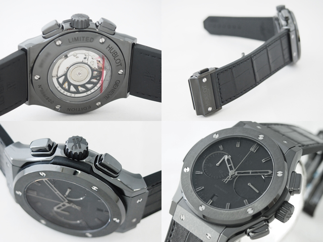 ウブロスーパーコピー クラシック・フュージョン クロノグラフ オールブラック 521.CM.1110.LR 45mm アリゲーター/ラバー 世界限定500本 ブラック