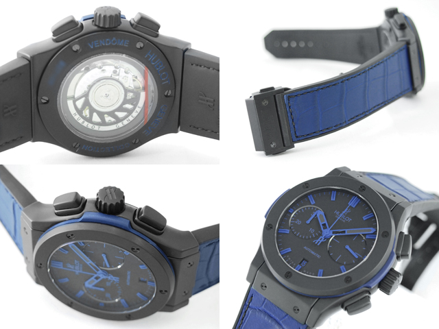 ウブロスーパーコピー クラシック・フュージョン クロノグラフ オールブラック ブルー 521.CI.1190.GR.ABB12 45mm グミアリゲーターラバー ブラック