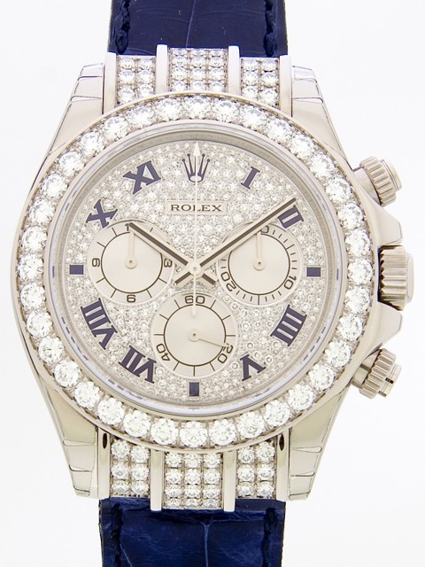 ロレックススーパーコピー ROLEX デイトナ ブルー皮 116599 RBR ER 全面ダイヤローマ）