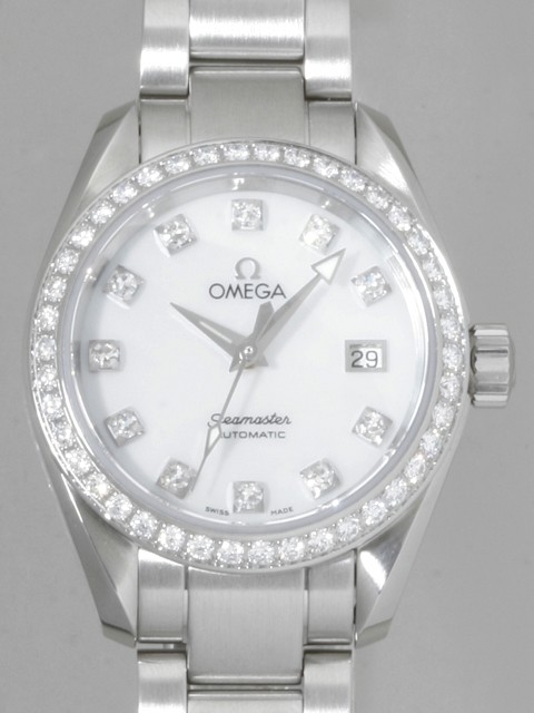 オメガスーパーコピー OMEGA シーマスター 2565.75 アクアテラ ベゼルダイヤ ホワイトシェル