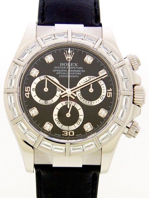 ロレックスコピー ROLEX デイトナ 116589G BR ベゼルバケットダイヤ 黒皮 ブラック