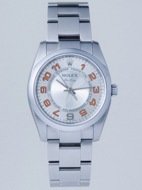 ロレックススーパーコピー ROLEX エアーキング 114200 シルバーコンセントリックオレンジアラビア
