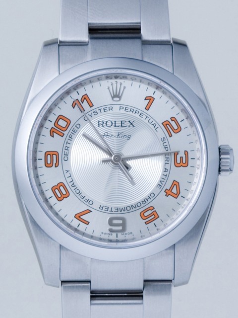 ロレックススーパーコピー ROLEX エアーキング 114200 シルバーコンセントリックオレンジアラビア