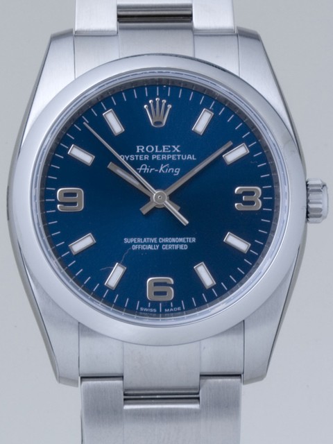 ロレックススーパーコピー ROLEX エアーキング 114200 ブルー３ ６ ９アラビア