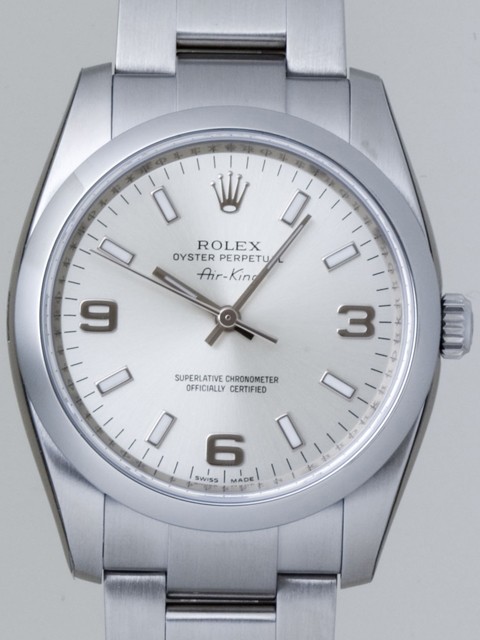 ロレックススーパーコピー ROLEX エアーキング 114200 シルバー３ ６ ９アラビア