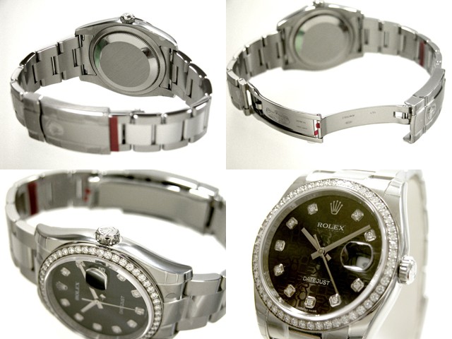 ロレックススーパーコピー ROLEX パーペチュアル デイトジャスト メンズ 116244J オイスターブレス ブラック
