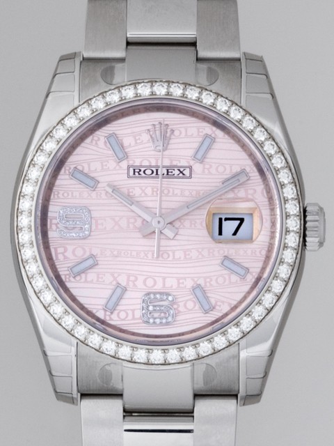 ロレックススーパーコピー ROLEX パーペチュアル デイトジャスト メンズ 116244 オイスターブレス ピンク69ダイヤ