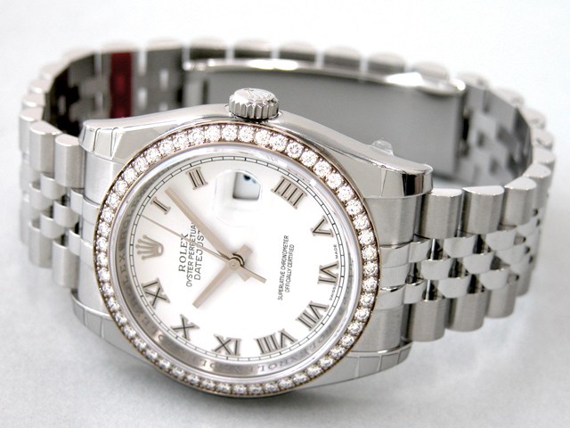 ロレックススーパーコピー ROLEX パーペチュアル デイトジャスト メンズ 116244 ジュビリーブレス ホワイトローマ