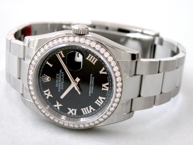 ロレックススーパーコピー ROLEX パーペチュアル デイトジャスト メンズ 116244 オイスターブレス ブラックローマ