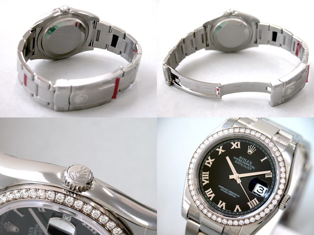 ロレックススーパーコピー ROLEX パーペチュアル デイトジャスト メンズ 116244 オイスターブレス ブラックローマ
