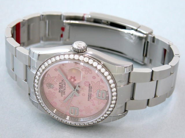 ロレックススーパーコピー ROLEX パーペチュアル デイトジャスト メンズ 116244 オイスターブレス ピンクフラワー