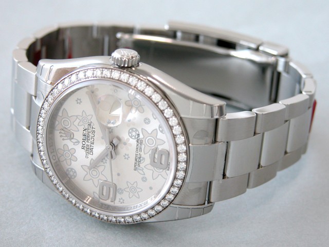 ロレックススーパーコピー ROLEX パーペチュアル デイトジャスト メンズ 116244 オイスターブレス シルバーフラワー