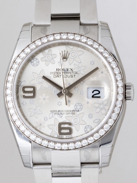 ロレックススーパーコピー ROLEX パーペチュアル デイトジャスト メンズ 116244 オイスターブレス シルバーフラワー