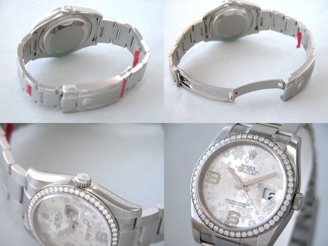 ロレックススーパーコピー ROLEX パーペチュアル デイトジャスト メンズ 116244 オイスターブレス シルバーフラワー