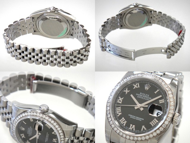 ロレックススーパーコピー ROLEX パーペチュアル デイトジャスト メンズ 116244 ジュビリーブレス ブラックローマ