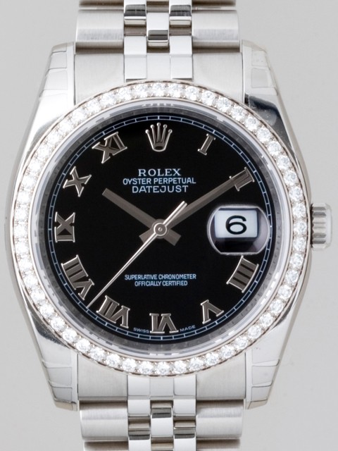 ロレックススーパーコピー ROLEX パーペチュアル デイトジャスト メンズ 116244 ジュビリーブレス ブラックローマ