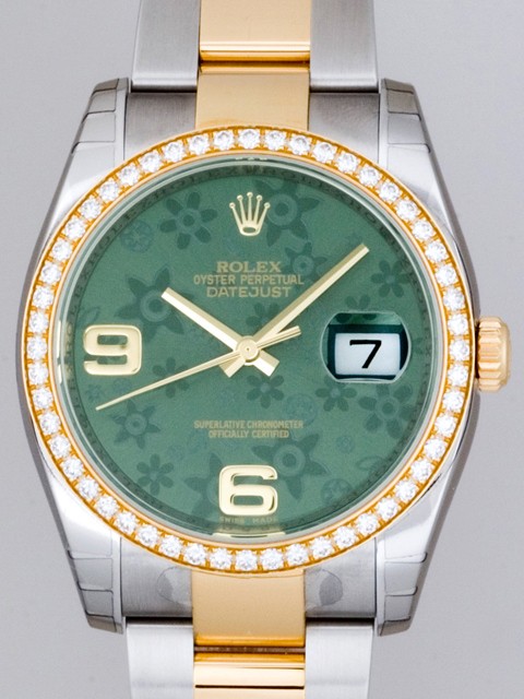 ロレックススーパーコピー ROLEX パーペチュアル デイトジャスト メンズ 116243 オイスターブレス グリーンフラワー