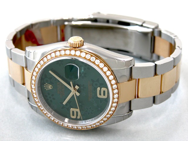 ロレックススーパーコピー ROLEX パーペチュアル デイトジャスト メンズ 116243 オイスターブレス グリーンフラワー