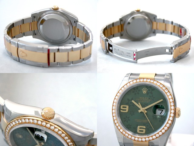 ロレックススーパーコピー ROLEX パーペチュアル デイトジャスト メンズ 116243 オイスターブレス グリーンフラワー