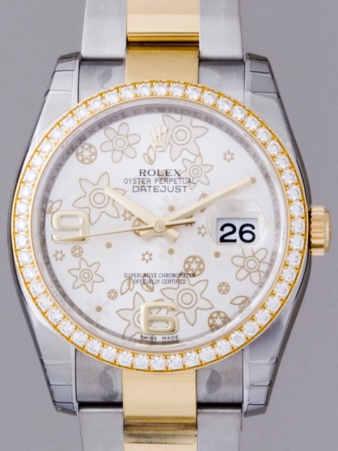 ロレックススーパーコピー ROLEX パーペチュアル デイトジャスト メンズ 116243 オイスターブレス シルバーフラワー