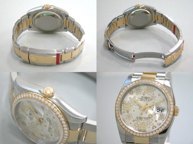ロレックススーパーコピー ROLEX パーペチュアル デイトジャスト メンズ 116243 オイスターブレス シルバーフラワー