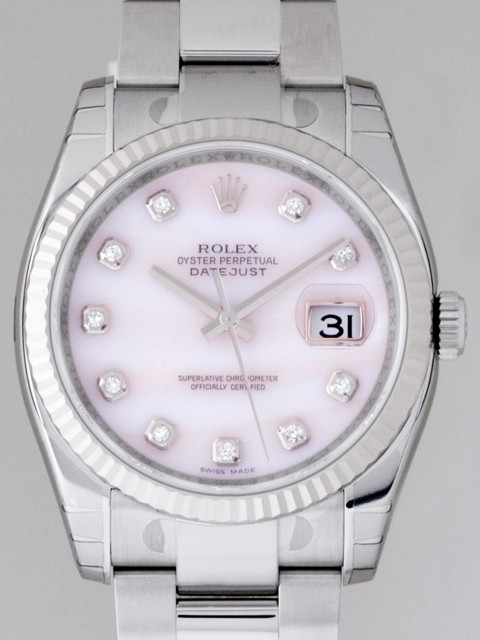 ロレックススーパーコピー ROLEX パーペチュアル デイトジャスト メンズ 116234NG オイスターブレス ピンクシェル