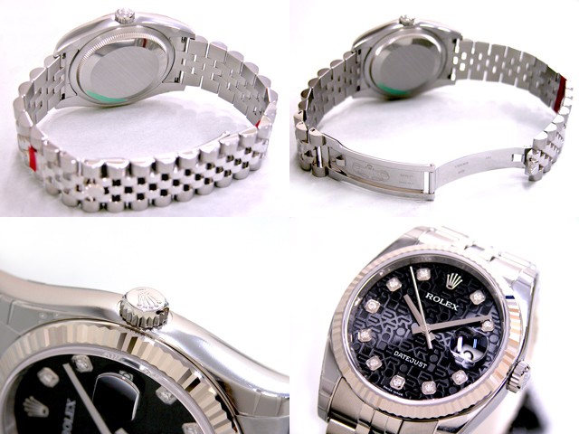 ロレックススーパーコピー ROLEX パーペチュアル デイトジャスト メンズ 116234J ジュビリーブレス ブラックコンピューター