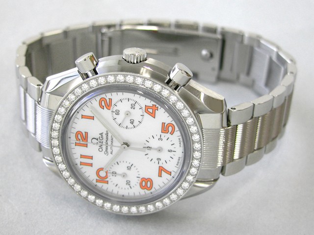 オメガスーパーコピー スピードマスター 3535.78 ダイヤベゼル ホワイトシェル/オレンジアラビア
