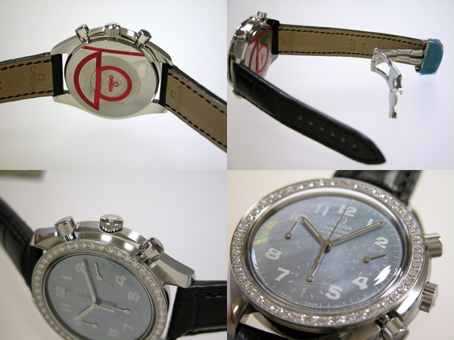 オメガスーパーコピー スピードマスター 3815.73.31 ダイヤベゼル ブラック皮 ブラックシェルブルーアラビア