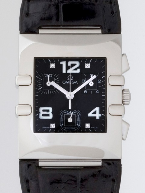 オメガスーパーコピー コンステレーション 1841.55.11 クアドラ クロノ ブラック皮 ブラック 4Pダイヤ