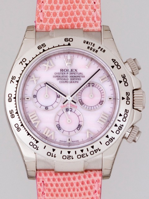 ロレックス ROLEX デイトナ 116519NR ビーチ ピンクリザード皮ベルト ピンクシェルローマ