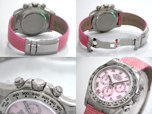 ロレックス ROLEX デイトナ 116519NR ビーチ ピンクリザード皮ベルト ピンクシェルローマ