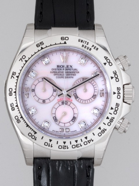 ロレックススーパーコピー ROLEX デイトナ 116519NG 黒皮 ピンクシェル 自動巻