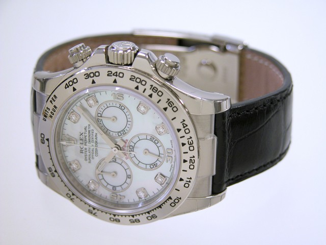ロレックススーパーコピー ROLEX デイトナ 116519NG 黒皮 ホワイトシェル