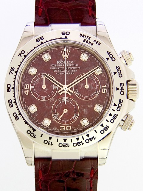 ロレックススーパーコピー ROLEX デイトナ 116519G ボルドー皮 ルベライト メンズ