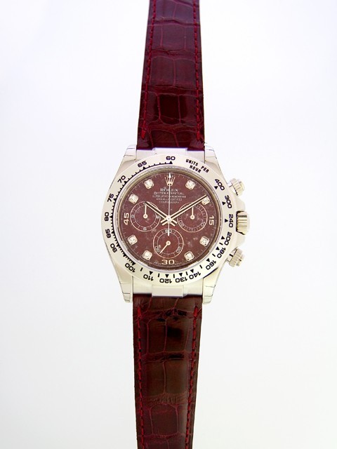 ロレックススーパーコピー ROLEX デイトナ 116519G ボルドー皮 ルベライト メンズ