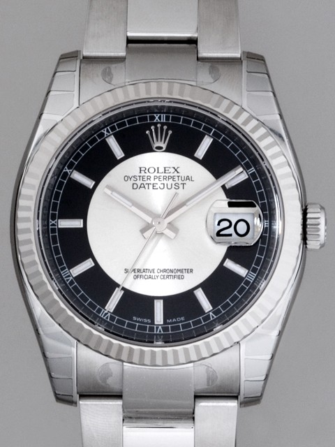 ロレックススーパーコピー ROLEX パーペチュアル デイトジャスト メンズ 116234 オイスターブレス ブラック／シルバー
