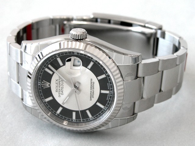 ロレックススーパーコピー ROLEX パーペチュアル デイトジャスト メンズ 116234 オイスターブレス ブラック／シルバー
