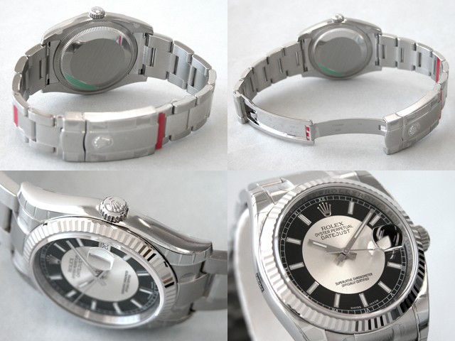 ロレックススーパーコピー ROLEX パーペチュアル デイトジャスト メンズ 116234 オイスターブレス ブラック／シルバー