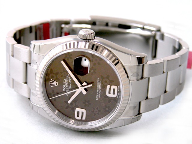 ロレックススーパーコピー ROLEX パーペチュアル デイトジャスト メンズ 116234 オイスターブレス ブラウンフラワー