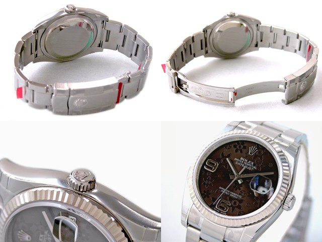ロレックススーパーコピー ROLEX パーペチュアル デイトジャスト メンズ 116234 オイスターブレス ブラウンフラワー