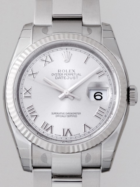 ロレックススーパーコピー ROLEX パーペチュアル デイトジャスト メンズ 116234 オイスターブレス グレーローマ