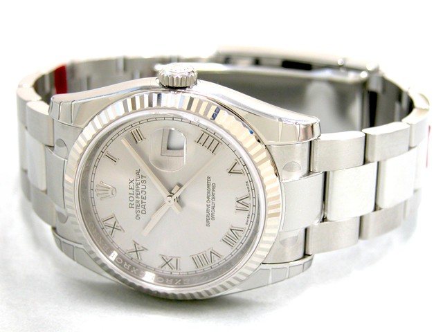 ロレックススーパーコピー ROLEX パーペチュアル デイトジャスト メンズ 116234 オイスターブレス グレーローマ