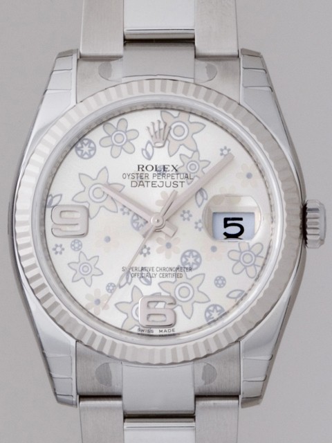 ロレックススーパーコピー ROLEX パーペチュアル デイトジャスト メンズ 116234 オイスターブレス シルバーフラワー