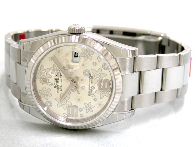 ロレックススーパーコピー ROLEX パーペチュアル デイトジャスト メンズ 116234 オイスターブレス シルバーフラワー