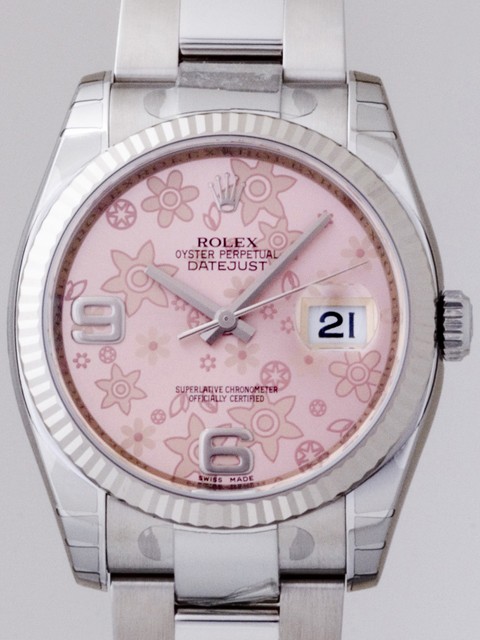 ロレックススーパーコピー ROLEX パーペチュアル デイトジャスト メンズ 116234 オイスターブレス ピンクフラワー