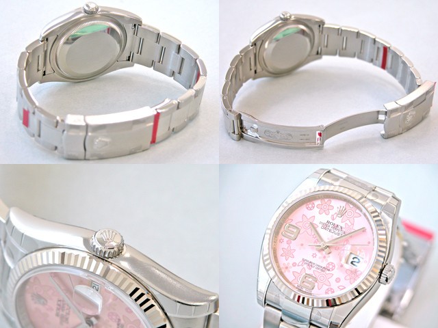 ロレックススーパーコピー ROLEX パーペチュアル デイトジャスト メンズ 116234 オイスターブレス ピンクフラワー