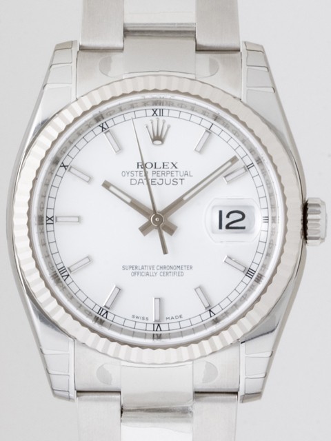 ロレックススーパーコピー ROLEX パーペチュアル デイトジャスト メンズ 116234 オイスターブレス ホワイトバー