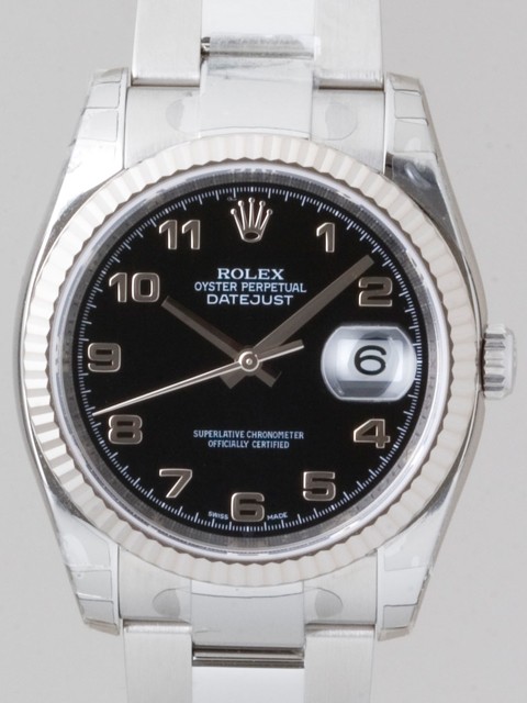 ロレックススーパーコピー ROLEX パーペチュアル デイトジャスト メンズ 116234 オイスターブレス ブラックアラビア