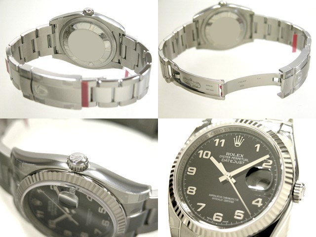 ロレックススーパーコピー ROLEX パーペチュアル デイトジャスト メンズ 116234 オイスターブレス ブラックアラビア